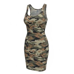 Forever 21 Camouflage Bodycon Sleeveless Knee Length Dress Size S